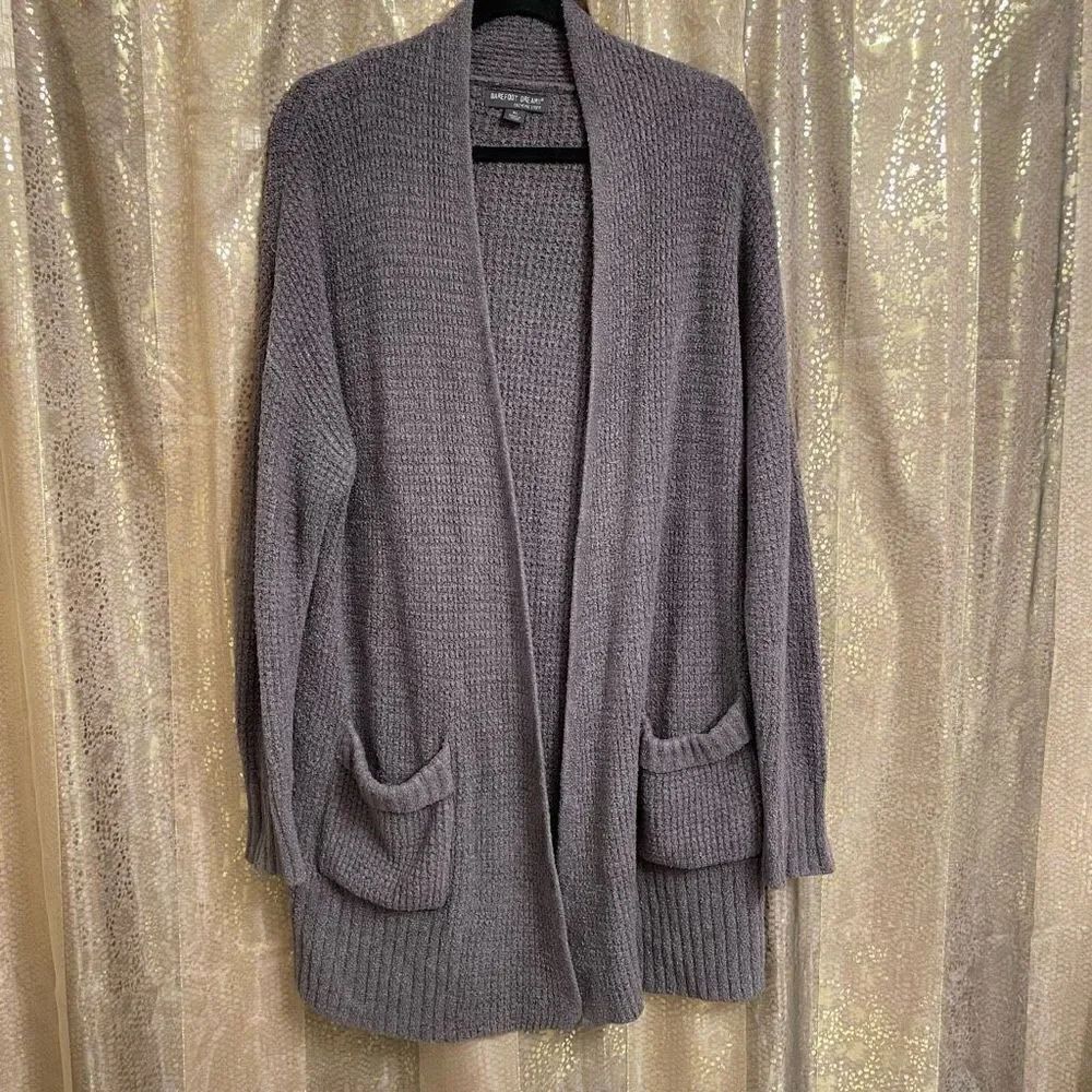 Barefoot Dreams Ash Dark Gray Waffle Knit CozyChic Lite Long Weekend Cardigan XL